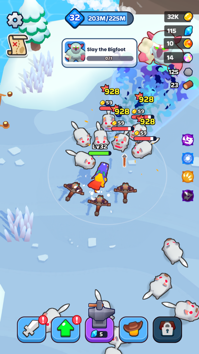 XP Hero 雪原で敵と戦うゲーム画面